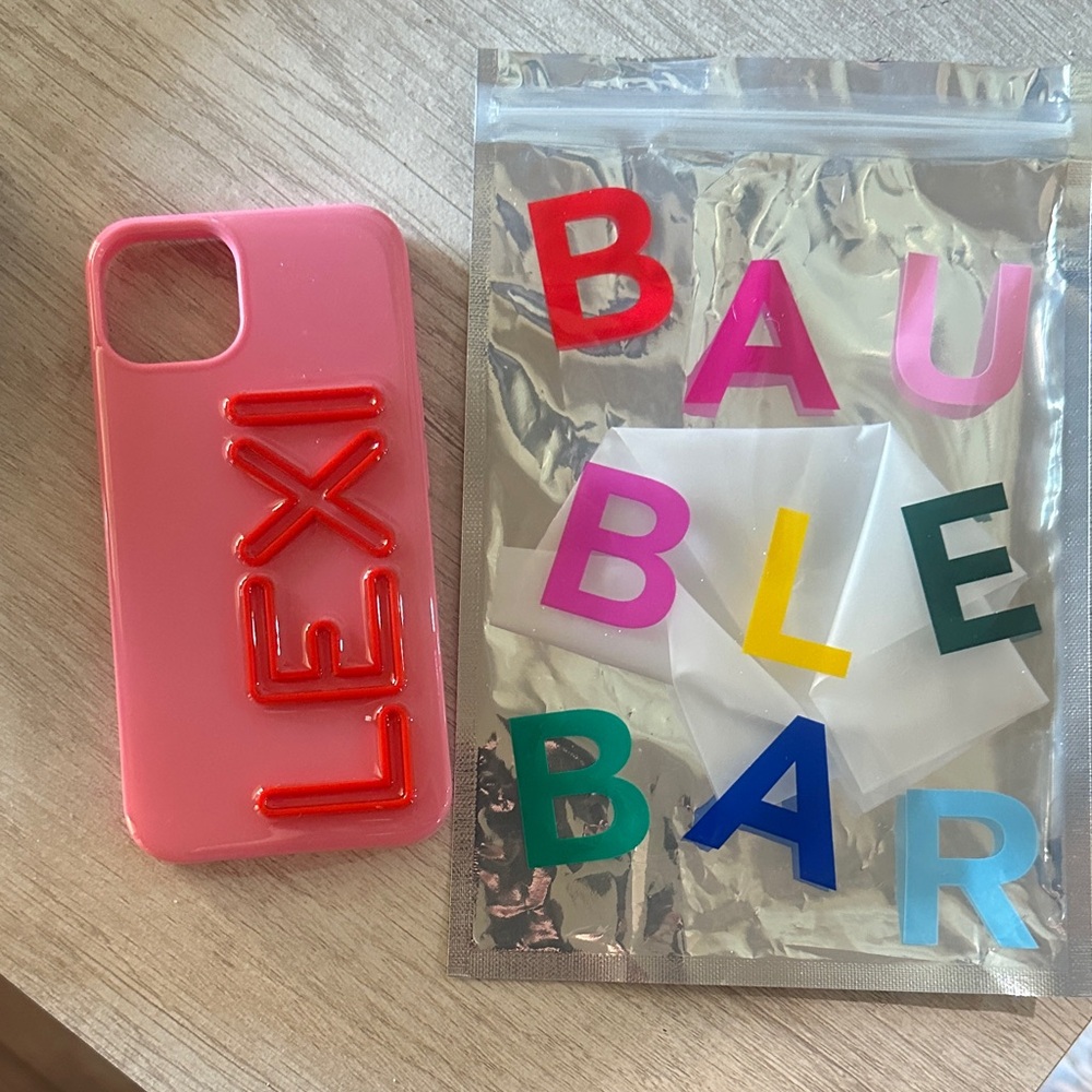 BaubleBar Vibrant Pink Phone Case with Bold Red Letters